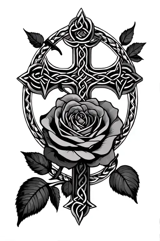 Celtic Cross And Rose Back Ground