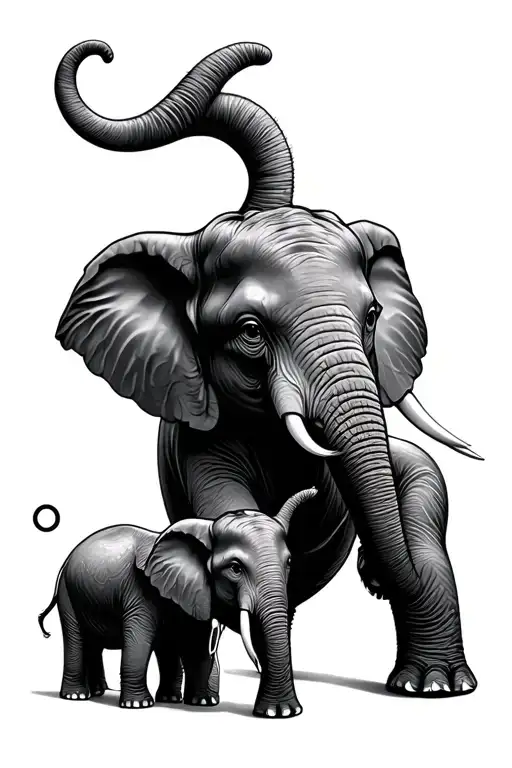 Father Mother Baby Elephant