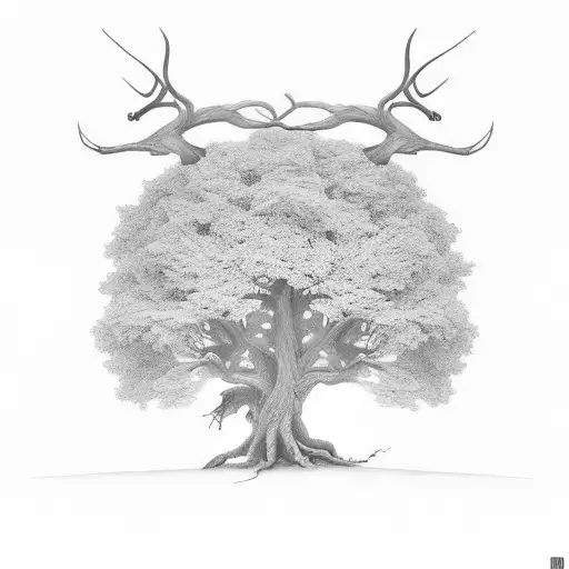 Oak Tree And Stag