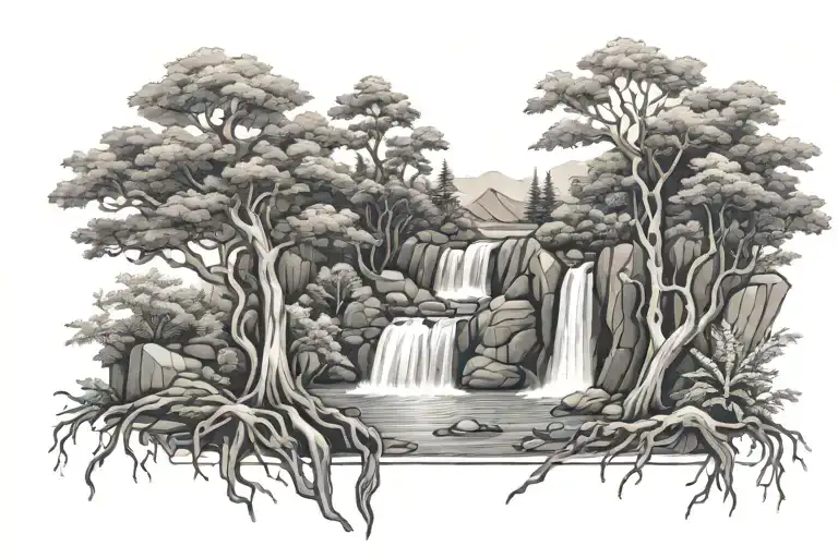 Trees And Waterfall Cascading Chest