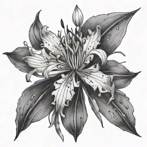 Draw A Sketch For A Tattoo Lycoris Spider Flower Full Length In Asian Style