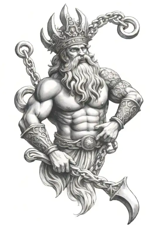 King Neptune Strong With Dog Tags Attached To Chain