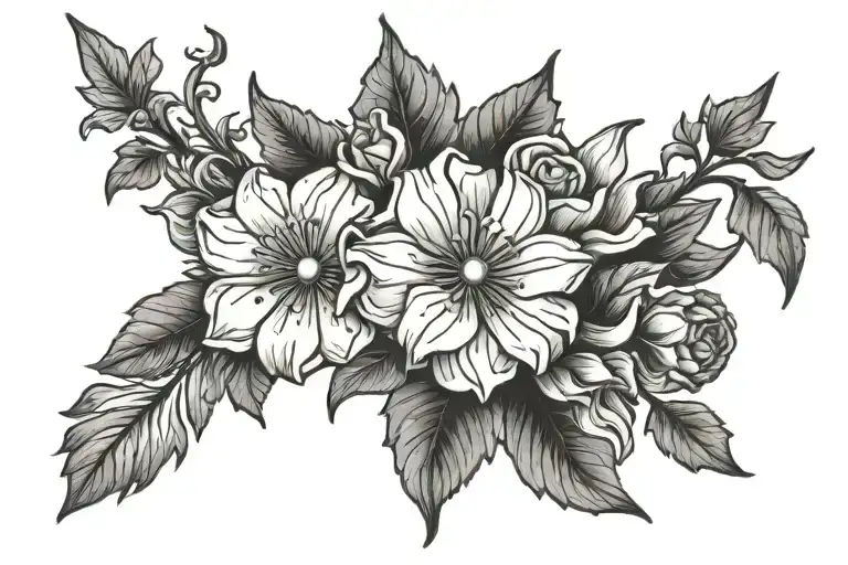 Flowery Tattoo With Discreet Kitchen Knife From The Halloween Movie In 1978