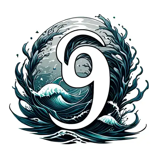 Ocean Wrist Tattoo With Hidden Number 9