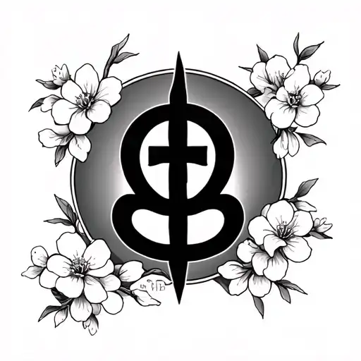 Courage Serenity Wisdom Symbol With Cherry Blossoms