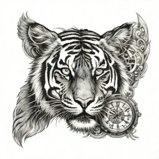 Tiger And Letter B And Clock Sleeve