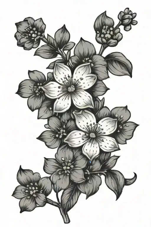 Moon Forget Me Not Flower Minimalist