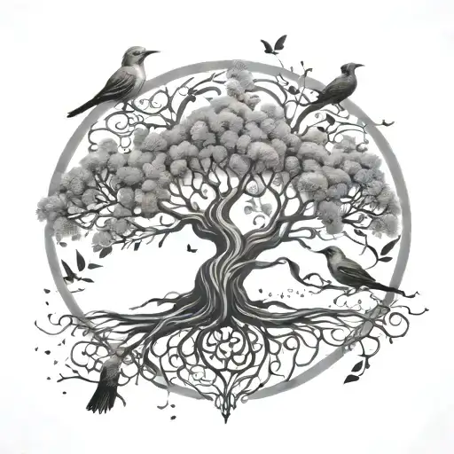 Tree Of Life With Birds For Forearm