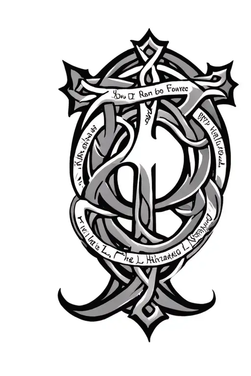 Celtic Cross With 4 Names Placed In The Circle