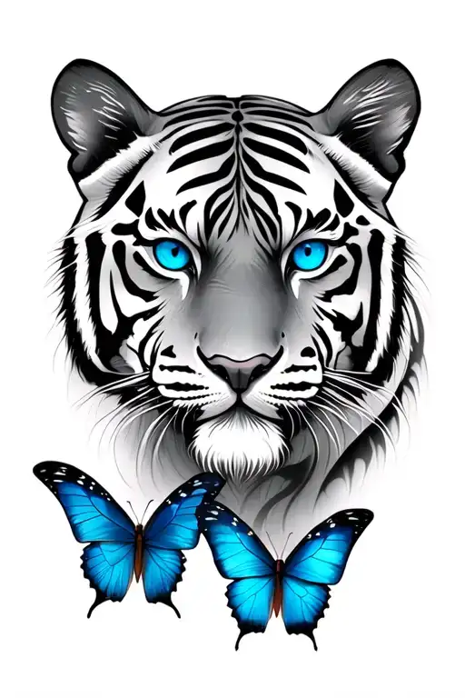 Tiger Face Blue Butterflies Blue Eyes