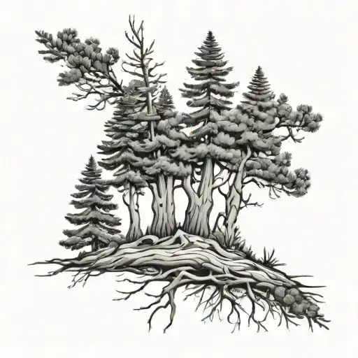 Pine Tree With Family Names In The Limbs Coming