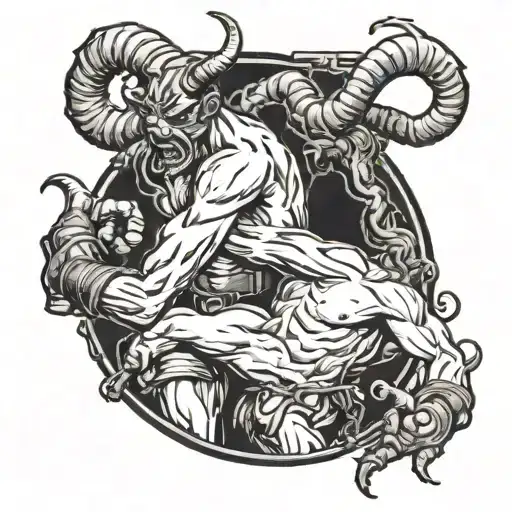 Boxer Fighting With A Goat Humanoid Demon To The Death