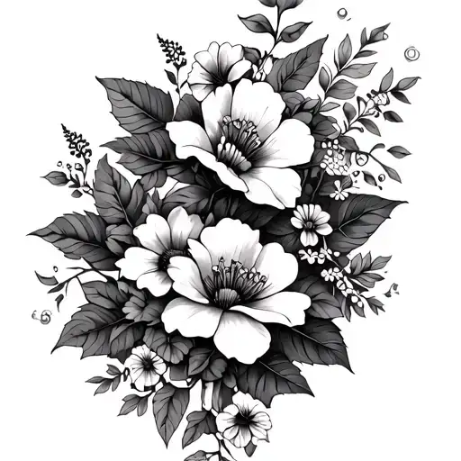 Flower Vine Wrapped Around Lower Arm With Many Different Flowers And Vines