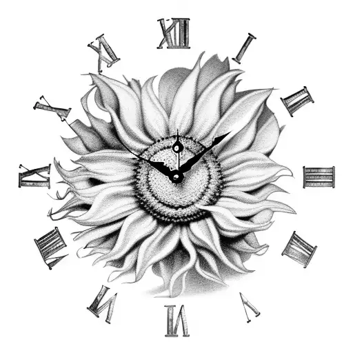 Dead Sunflowers On A Clock