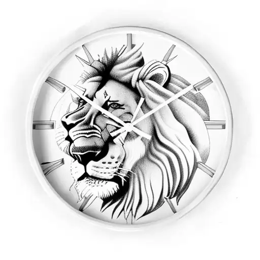 Stairway To Heaven Leading To Lion Clock With Adult Male Silhouette Walking Upstaird