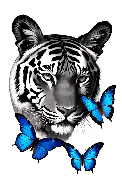 Tiger Face Blue Butterflies Flying