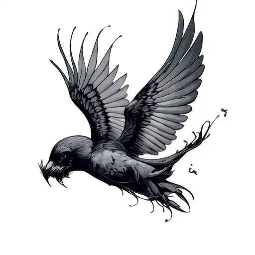 Phoneix Flying One Side Tattoo Art One Line Work