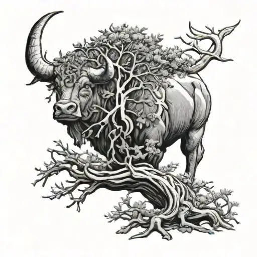 Bull An Juniper Tree Intertwined