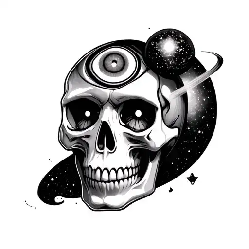 Skull With Mangekyou Sharingan Eyes And Universe In Head