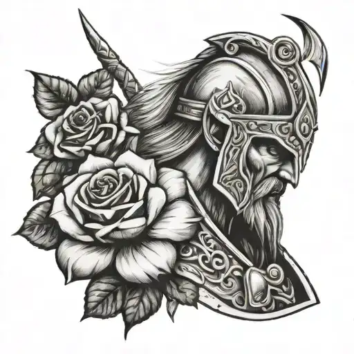 Viking Warrior And Rose