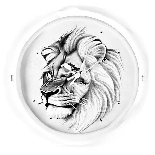 Stairway To Heaven Leading To Lion Clock With Adult Male Silhouette Walking Upstaird