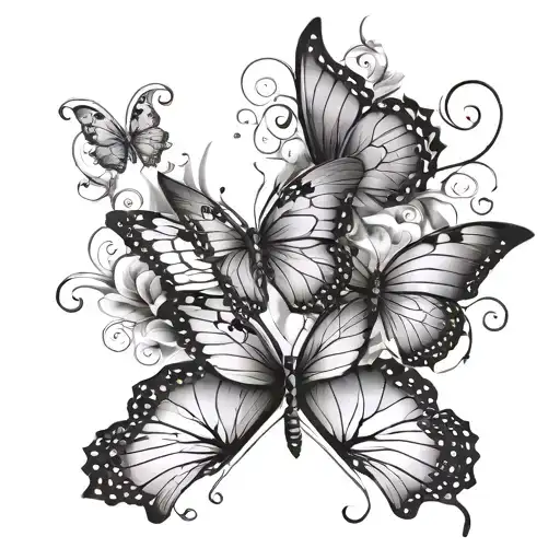 3 Butterflies On The Right Side Of The Ribs With Only The Middle One Having A Semicolon