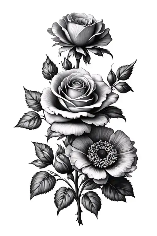 A Rose And Anemone Flowers Blooming