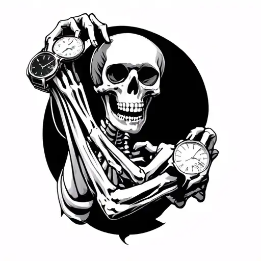 Skeleton Checking Watch On Wrist