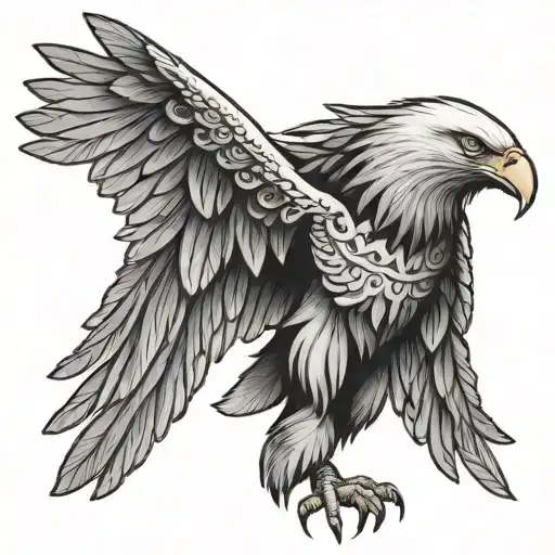 Tribal Thigh Tattoo Eagle Wings