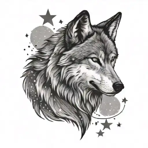 Wolf Looking At The Stars