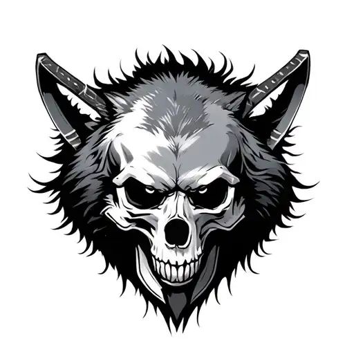 Skull Samurai Warrior Wolf