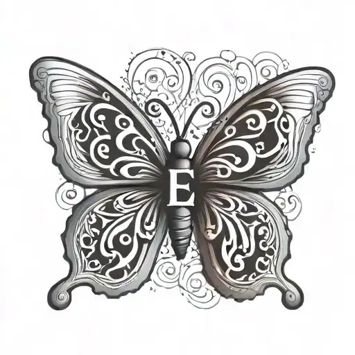 The Letter E And A Butterfly For A Male