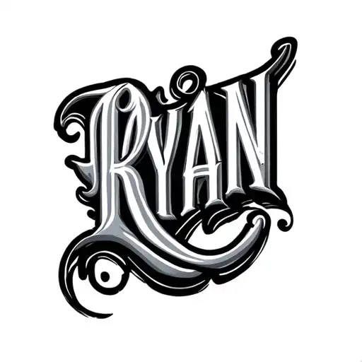The Name Ryan Spelled Out In Western Font
