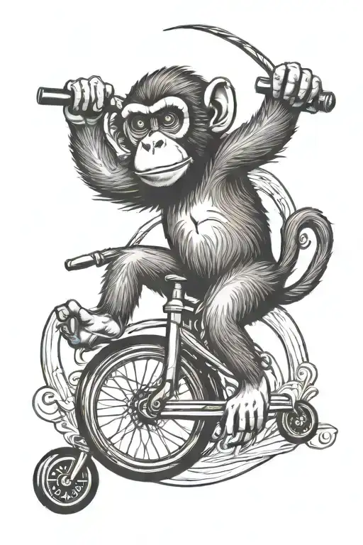 Monkey Riding A Unicycle On A Tighwire