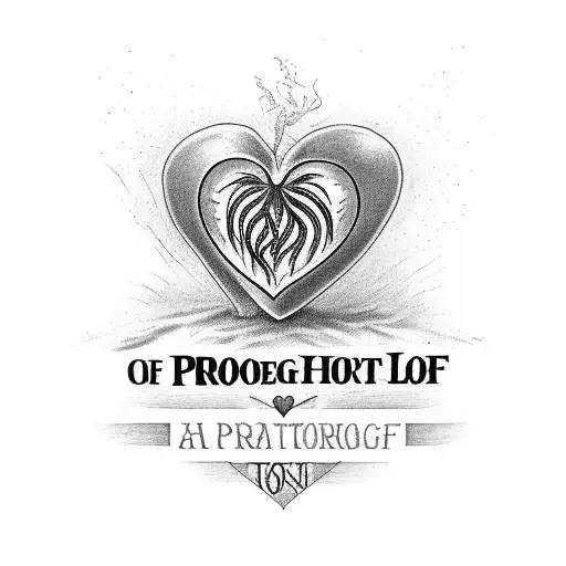 A Black And Grey Design Of A Bleeding Heart With The Words 'Property Of Sasha' Below The Heart