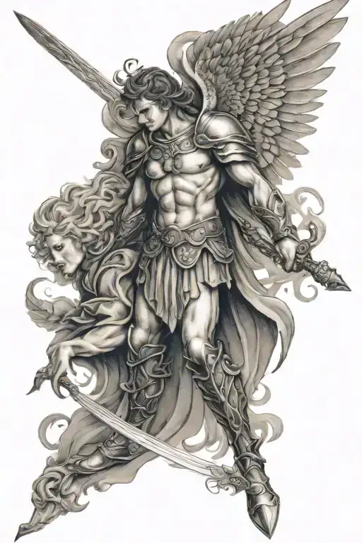 Warrior Guarding Angel Holding A Sword