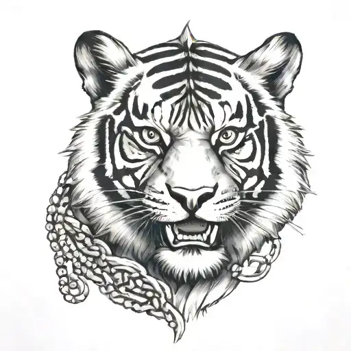 Tiger Face With Necklace