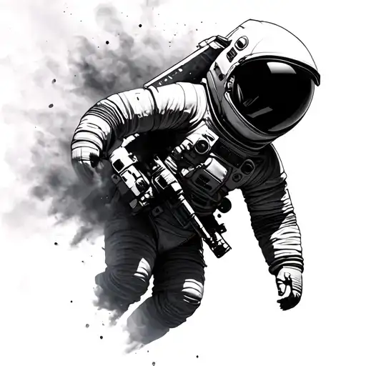 Realistic Astronaut Fading Into Dust