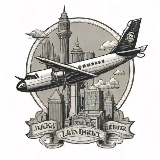 A Vintage Airplane Flying Over The Las Vegas Skyline With A Chef's Knife As The Tail