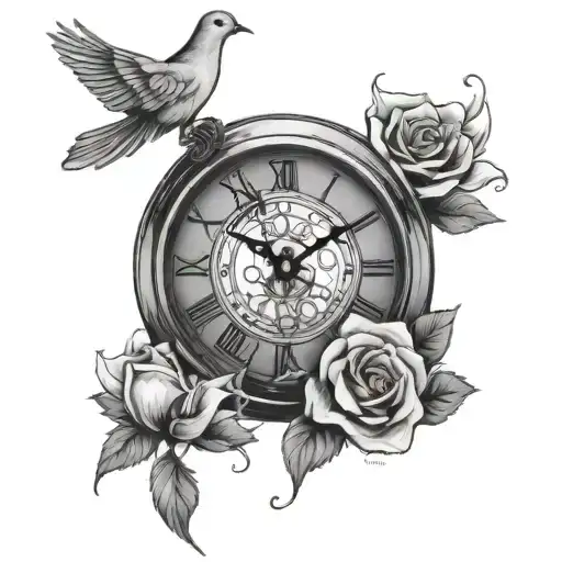 Dove Clock And Roses
