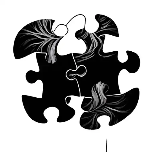 Two Puzzle Peaces Connected But With Just Line Across