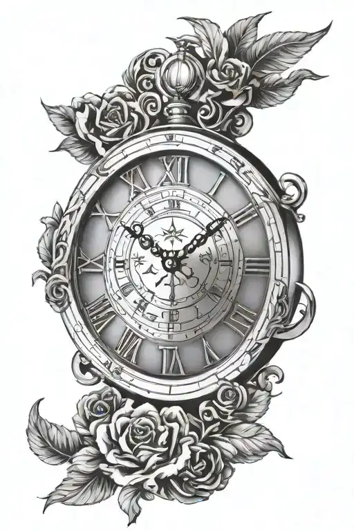 Roman Clock Along With A Heart Of Christ Holding