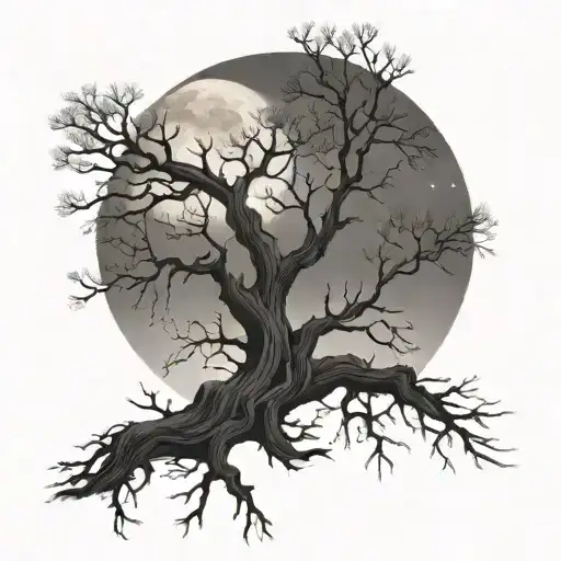 Dead Tree Twilight Autumn Moon