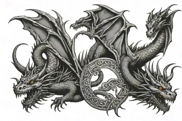 Dragons Encircling A Sun