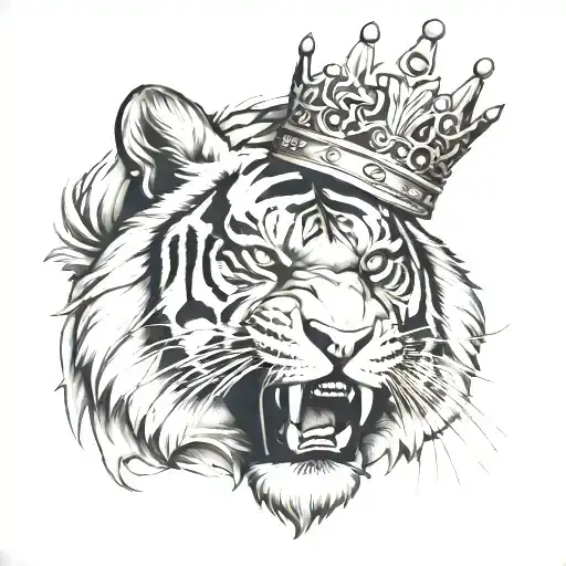 Tiger Face With A Crown