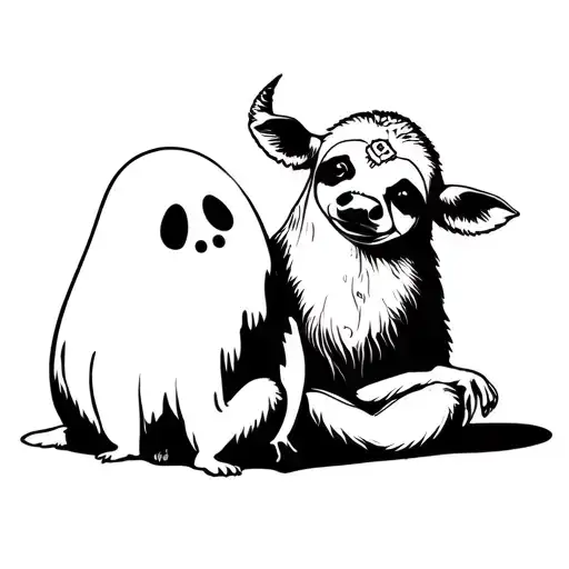 Ghost Cow And Hippie Sloth Meditating