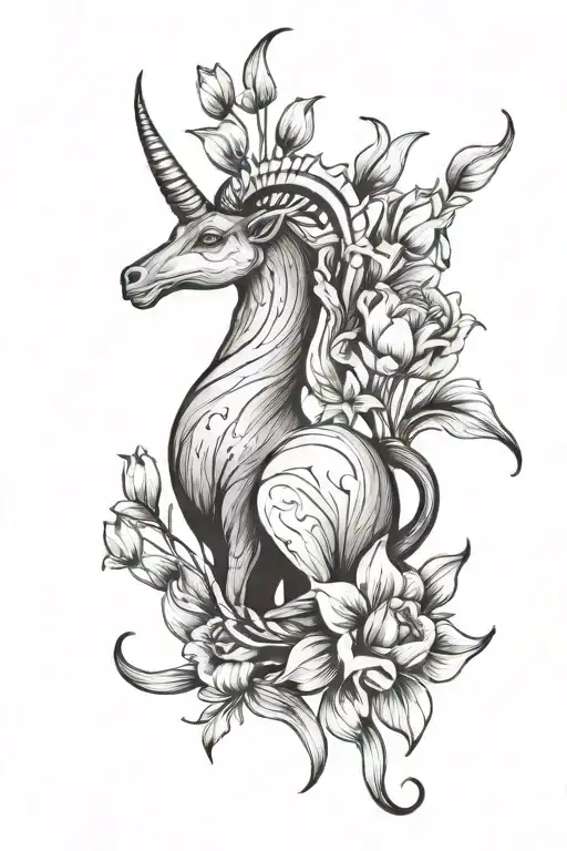 Minimalist Capricorn Sign With Tulips