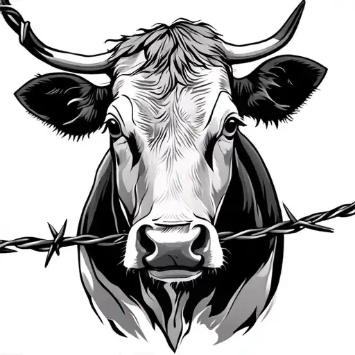 Cow Tag And Barbed Wire