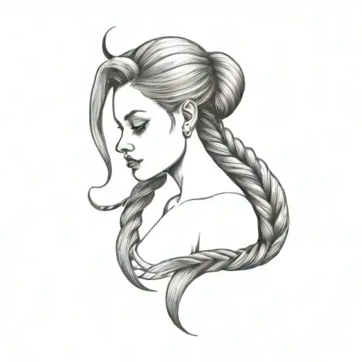 Virgo Woman With Taurus Horns And Long Braided Hair That Ends With Scorpio Tail