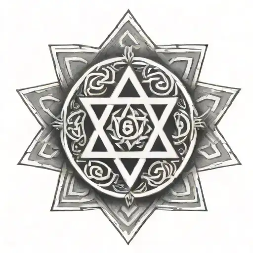Star Of David With Celtic Symbol Combined Together